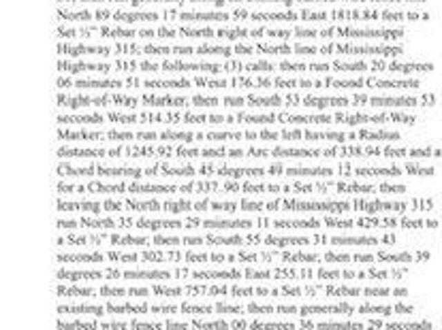 Land for sale in Sardis, Mississippi