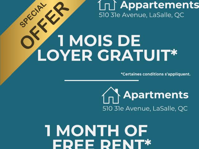 Apartment for rent in St. Leonard's, Quebec