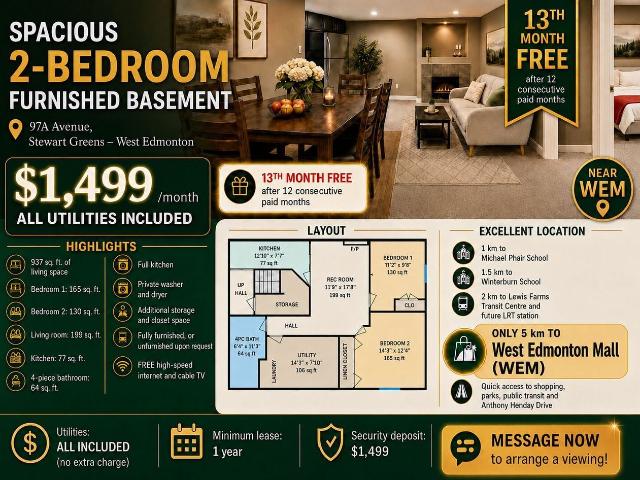 Apartment for rent in Wedgewood, Alberta