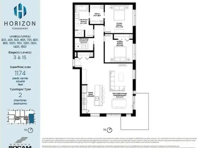 Apartment for rent in Les Moulins, Quebec