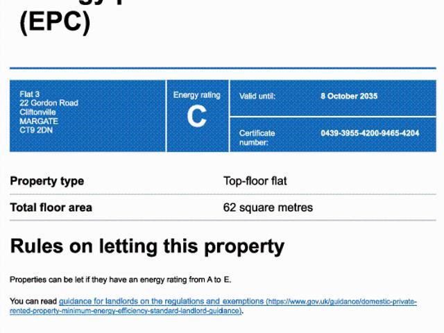 Flat for rent in Cliftonville West, Acol