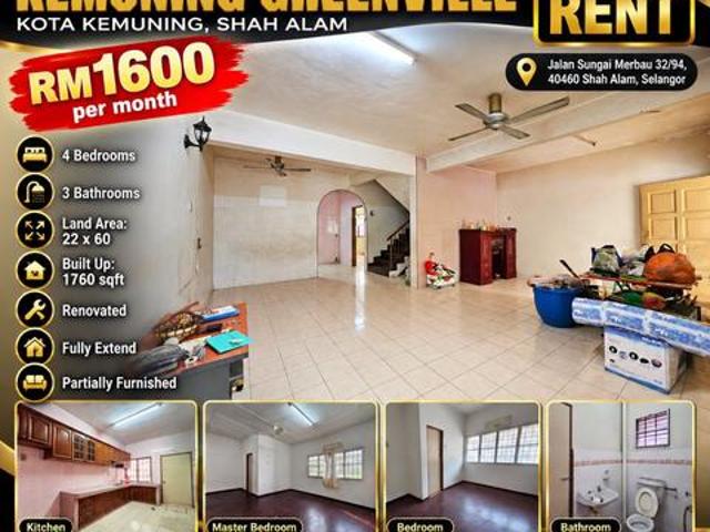 Terraced House for rent in Seksyen 31, Shah Alam