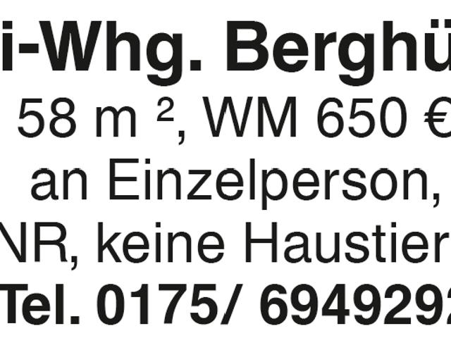 Wohnung mieten in Bühlenhausen, Berghülen