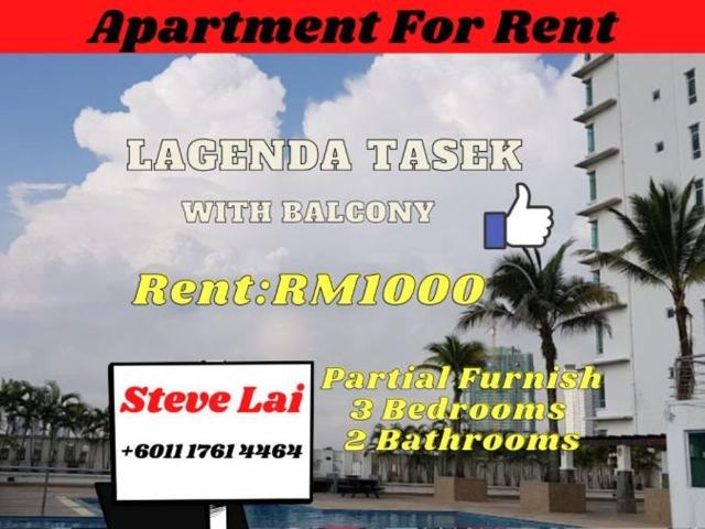 Apartment for rent in Taman Tasek, Johor Bahru