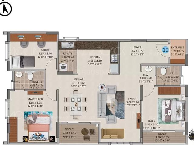 Flat for sale in Bangalore South, Cox Town - Bangalore