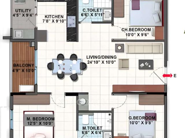 Flat for sale in Bangalore East, Cox Town - Bangalore