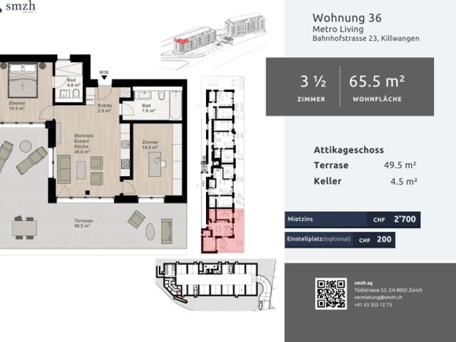 Attikawohnung mieten in Killwangen, Aargau
