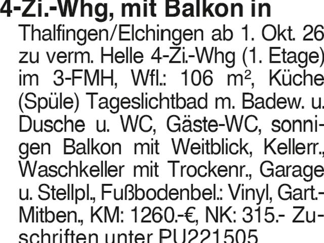 Wohnung mieten in Oberelchingen, Elchingen