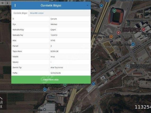 Çepni Mahallesi, Çorum Merkez içerisinde satılık Arsa