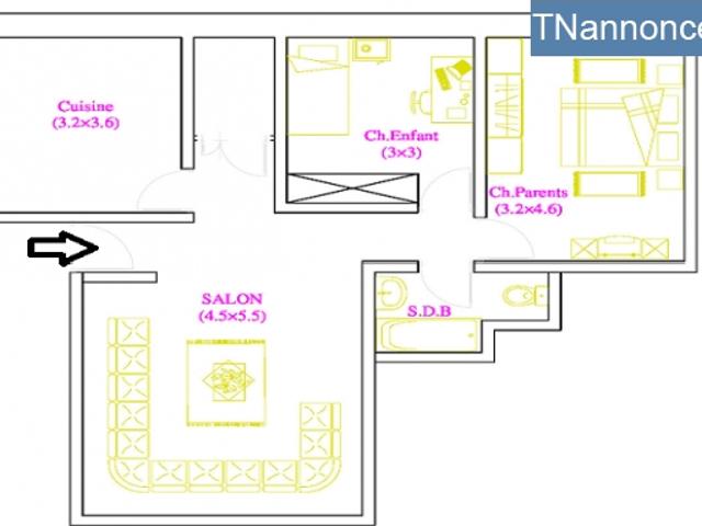 Appartement location à معتمدية صفاقس الغربية, ولاية صفاقس