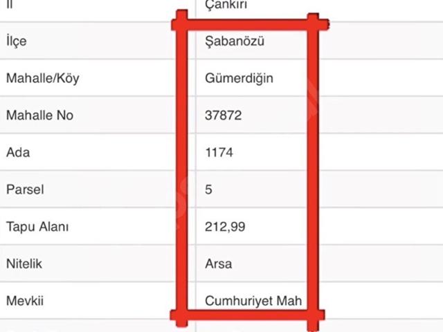 Şabanözü, Çankiri içerisinde satılık Arsa