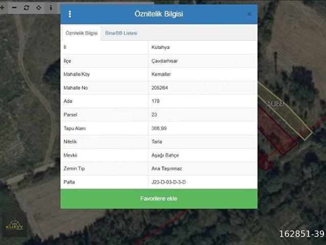 Kemaller, Çavdarhisar içerisinde satılık Arsa