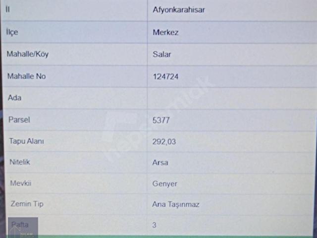 Afyon Merkez, Afyonkarahisar içerisinde satılık Arsa