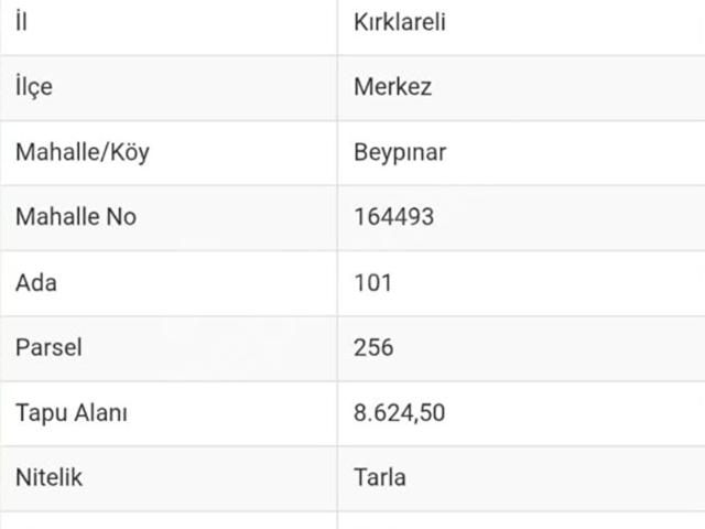 Beypınar, Kırklareli Merkez içerisinde satılık Arsa