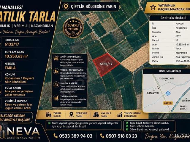 Kocasinan, Kayseri içerisinde satılık Arsa