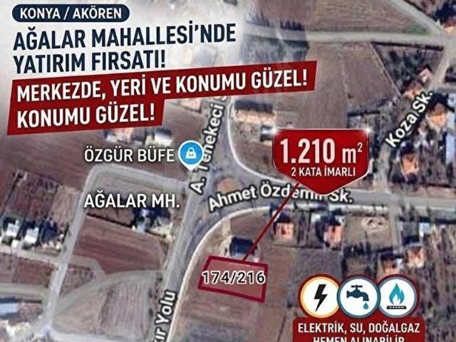 Ağalar, Akören içerisinde satılık Arsa