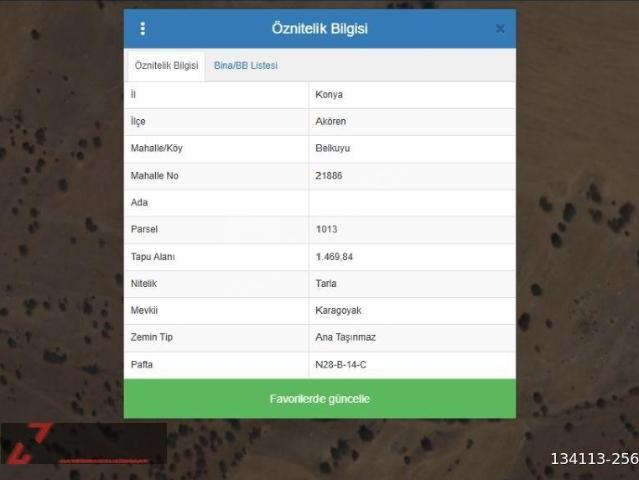 Belkuyu, Akören içerisinde satılık Arsa