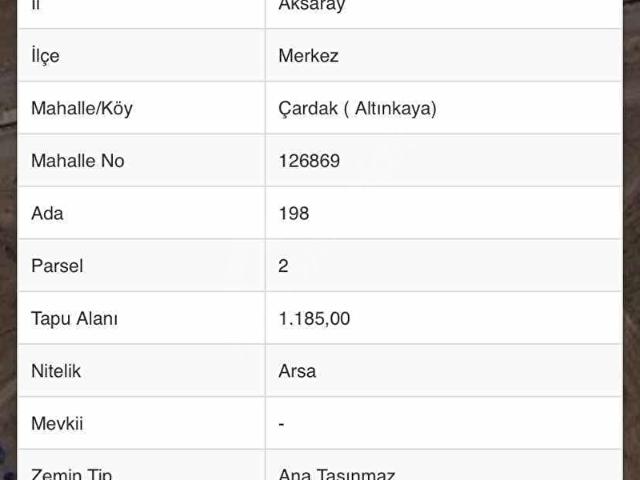 Altınkaya, Aksaray Merkez içerisinde satılık Arsa