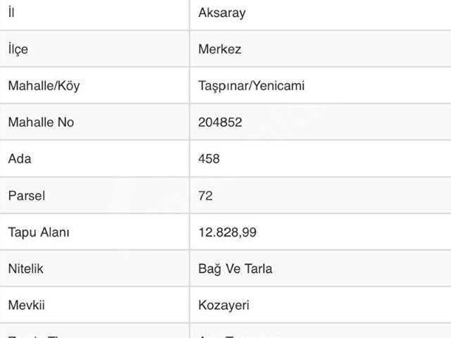 Taşpınar, Aksaray Merkez içerisinde satılık Arsa