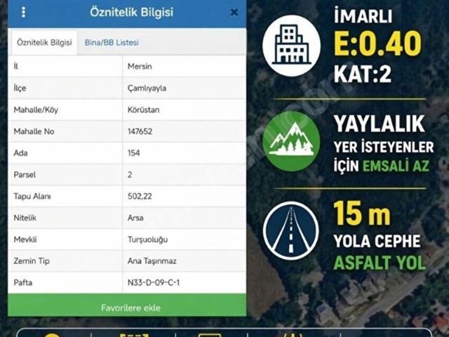 Çamliyayla, Mersin içerisinde satılık Arsa