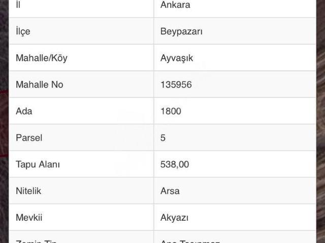 Ayvaşık Mahallesi, Beypazarı içerisinde satılık Arsa
