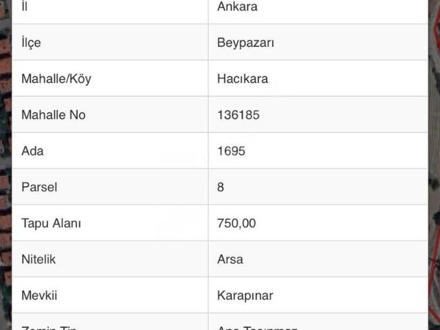 Hacıkara Mahallesi, Beypazarı içerisinde satılık Arsa