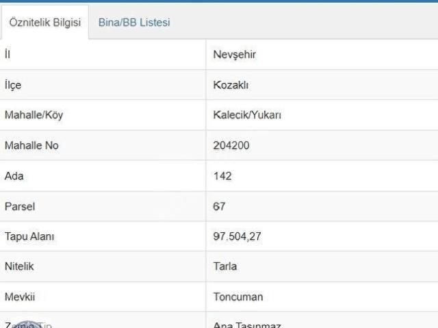 Kozakli, Nevşehir içerisinde satılık Arsa