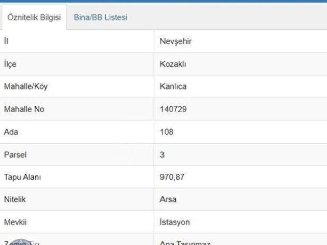 Kozakli, Nevşehir içerisinde satılık Arsa