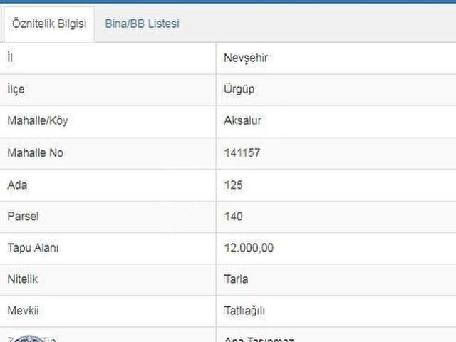 Ürgüp, Nevşehir içerisinde satılık Arsa