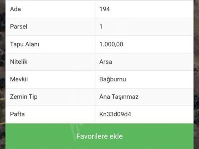 Çamliyayla, Mersin içerisinde satılık Arsa