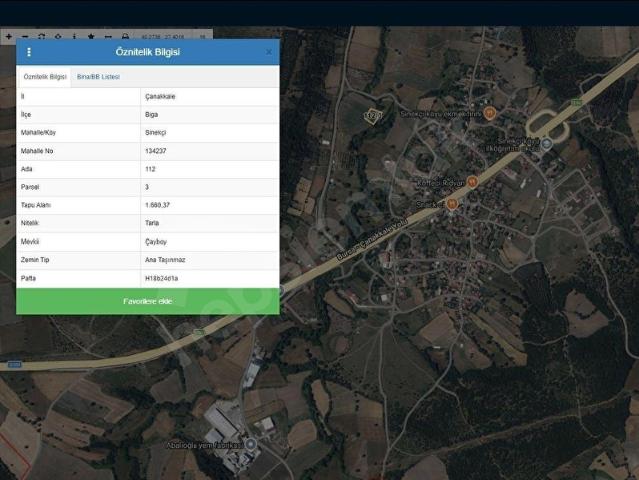 Sinekçi, Biga içerisinde satılık Arsa