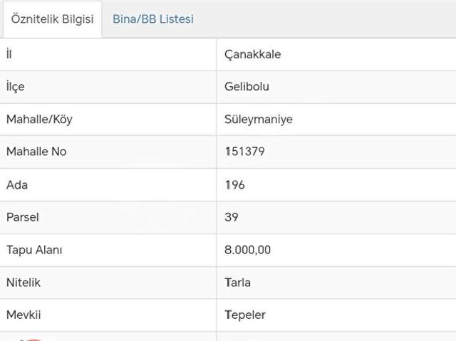 Süleymaniye, Gelibolu içerisinde satılık Arsa
