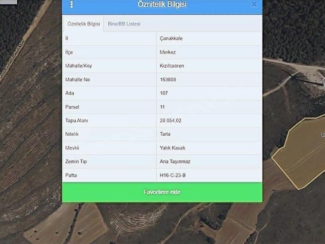 Kızılcaören, Çanakkale Merkez içerisinde satılık Arsa