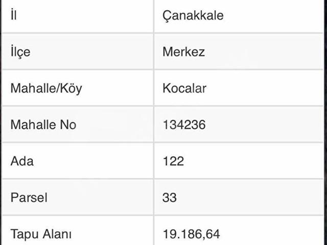 Kocalar, Çanakkale Merkez içerisinde satılık Arsa
