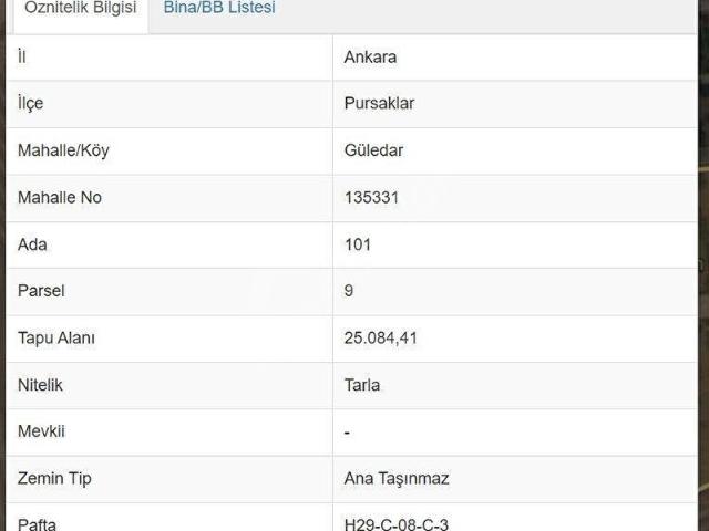 Pursaklar, Ankara içerisinde satılık Arsa