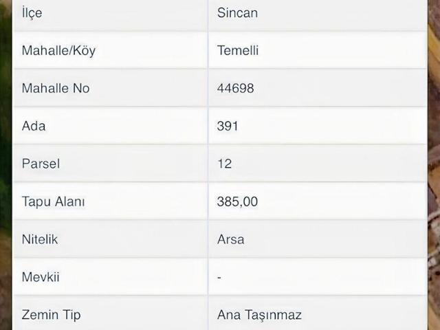 Gazi, Sincan içerisinde satılık Arsa