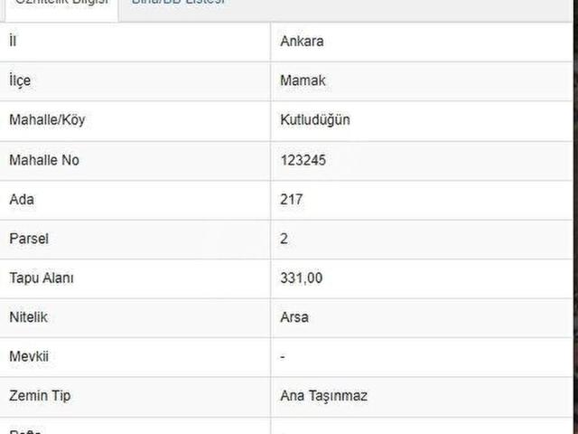 Mamak, Ankara içerisinde satılık Arsa