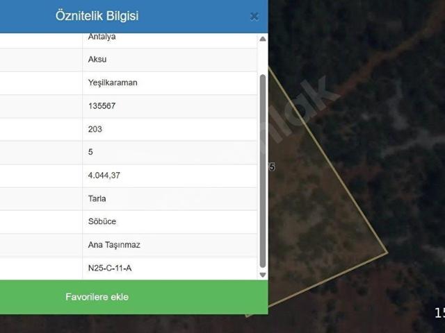 Aksu, Antalya içerisinde satılık Arsa