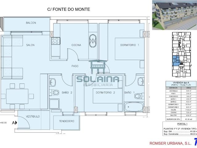 Apartamento en venta en Centro, Ourense