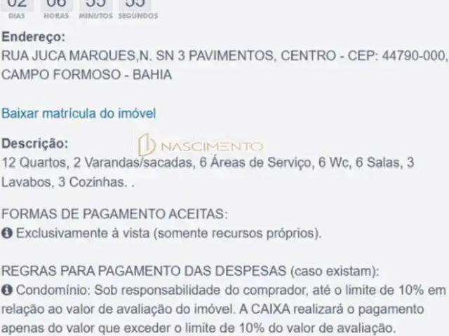 Apartamento venda em Campo Formoso, Região Nordeste