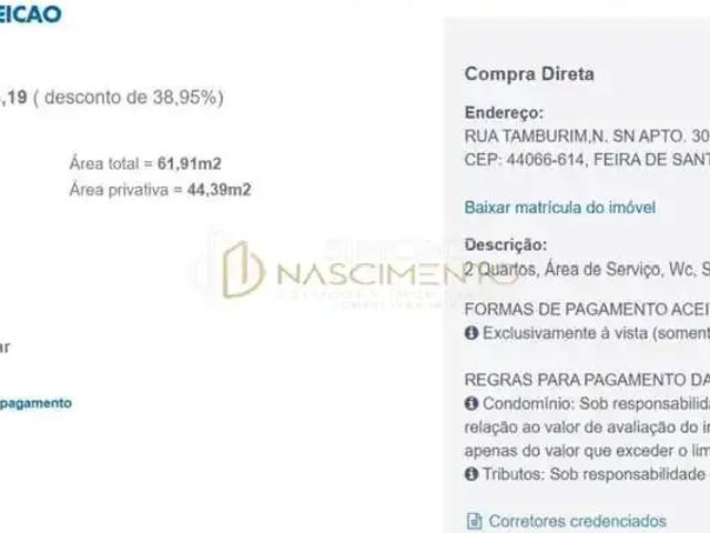 Apartamento venda em Região Geográfica Imediata de Feira de Santana, Região Metropolitana de Feira de Santana
