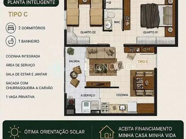 Apartamento venda em Içara, Região Geográfica Intermediária de Criciúma