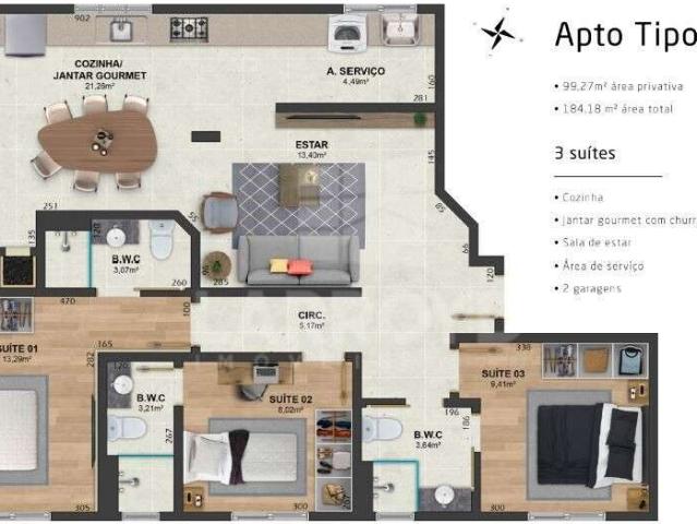 Apartamento venda em Região Geográfica Imediata de Tubarão, Três Barras