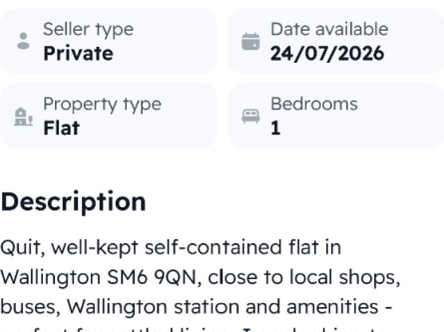 Flat for rent in London Borough of Sutton, Greater London