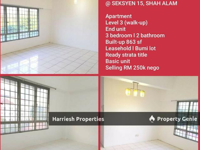 Apartment for sale in Seksyen 15, Shah Alam