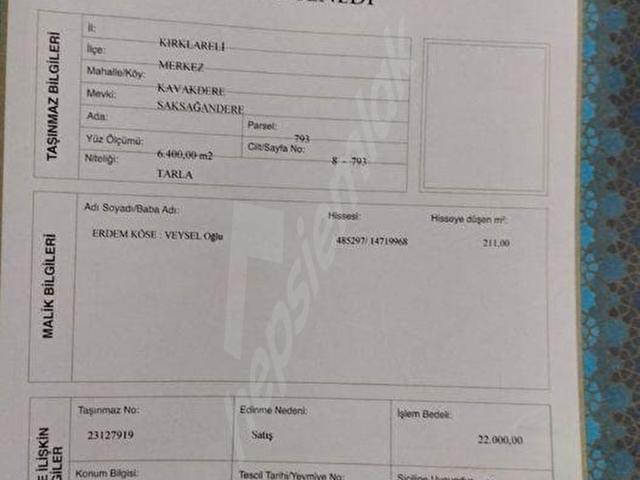 Nazmi Taylan Ağılı, Kırklareli Merkez içerisinde satılık Arsa