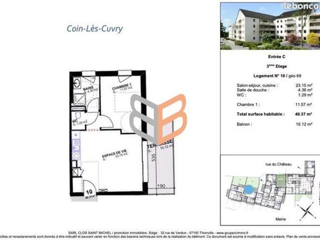 Appartement vente à Metz, Coin-lès-cuvry