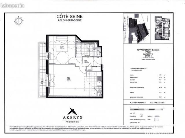 Appartement vente à Ablon-sur-Seine, Val-de-Marne