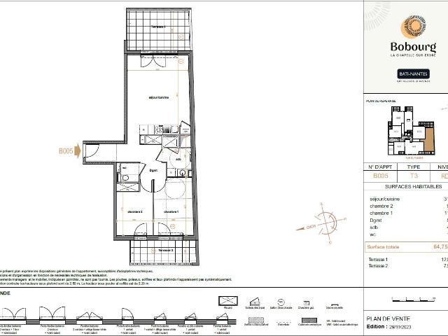 Appartement vente à Nantes, La Chapelle-sur-erdre