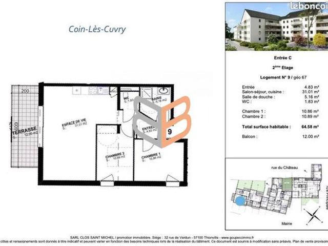 Appartement vente à Metz, Coin-lès-cuvry